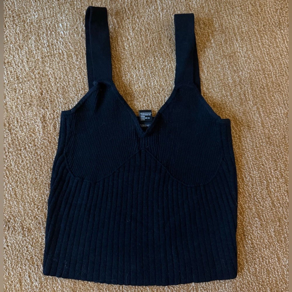 Forever 21 Black Ribbed Tank Top